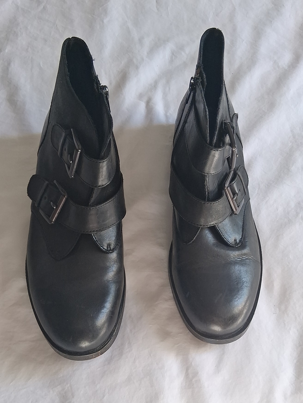 Women's b.o.c. Black Leather Double-Buckle Ankle Booties